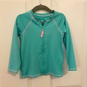Aqua teal toddler long sleeve full zip rash guard
